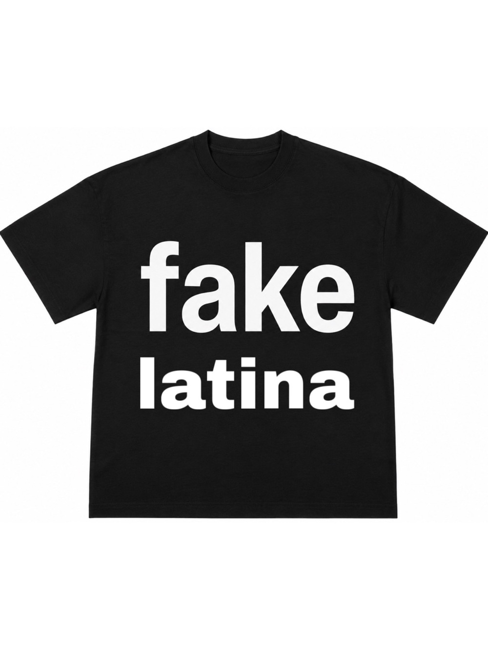 Black Graphic Tee with "fake latina" Text